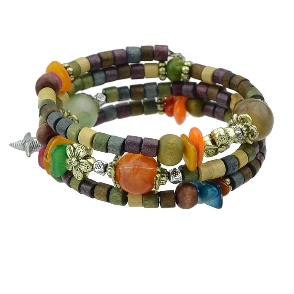 

Multilayer Chain with Colorful Bead Bracelet for Women, Multi