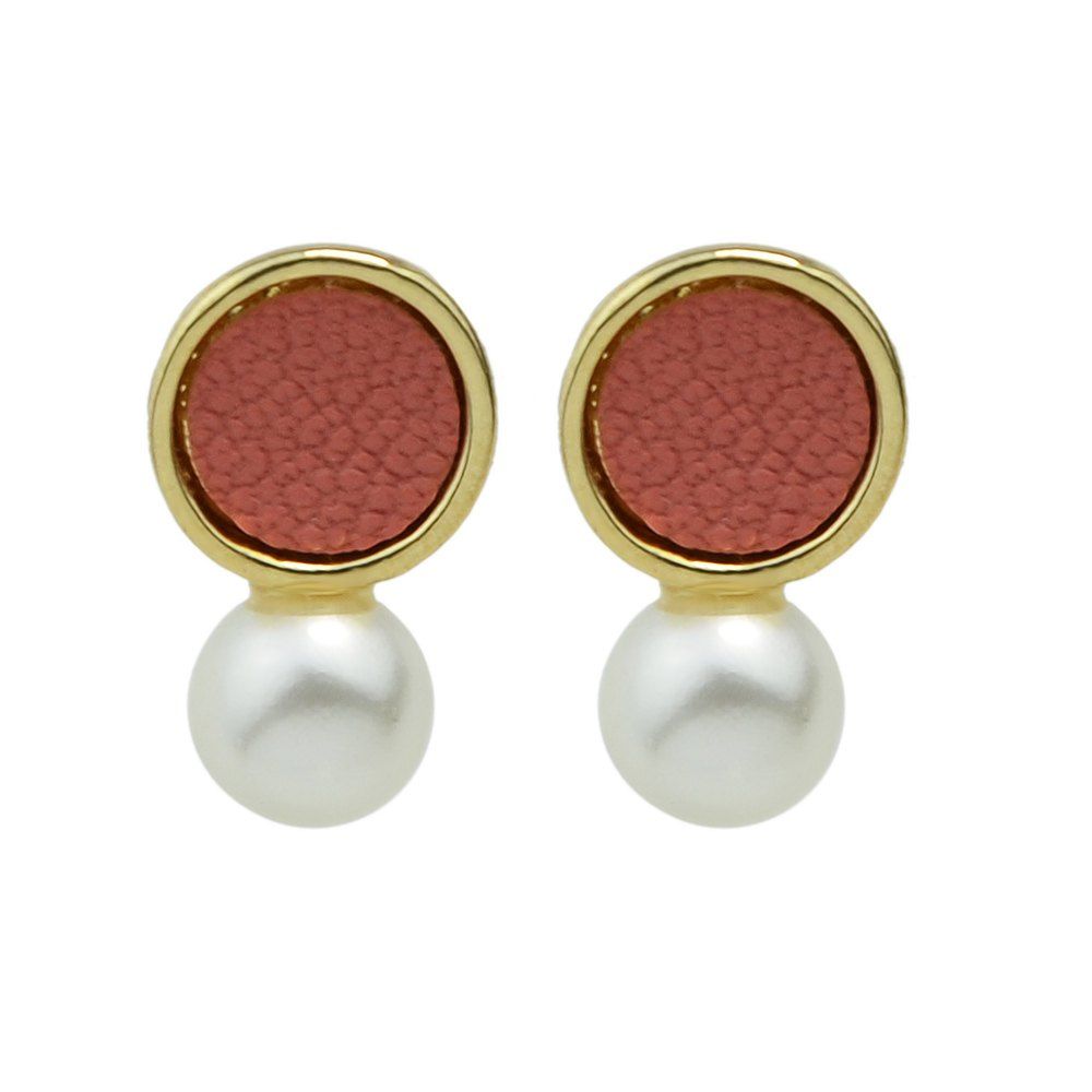 

Minimalist Sweet Circular Bead Geometric Earrings, Light coral