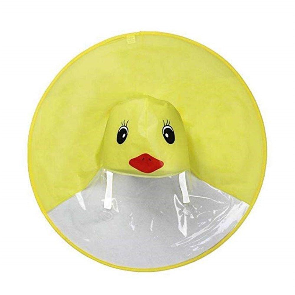 

Kids Raincoat Cartoon Yellow Duck UFO Packable Children Hooded Poncho