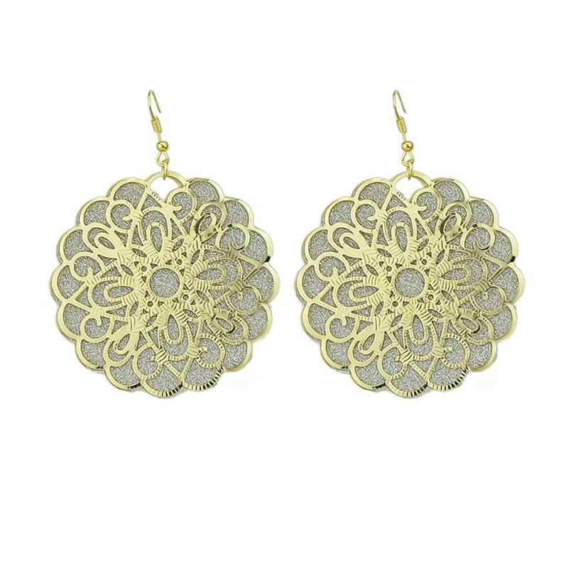 

Big Flower Hollow-out Drop Earrings, Gold