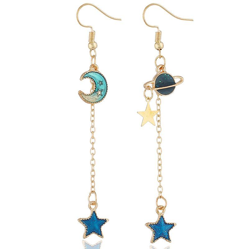 

Blue Stars Geometric Round Earrings, Blue lagoon