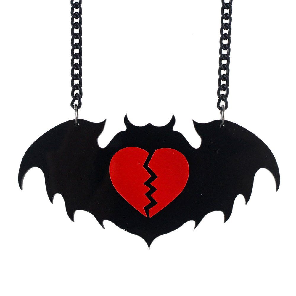 

Long Chain Big Bat Pendant Necklace for Women, Black