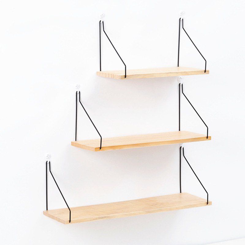 

Collalily Nordic Simple Wall Shelf Iron Wooden Decorative Holder Rack, Multi