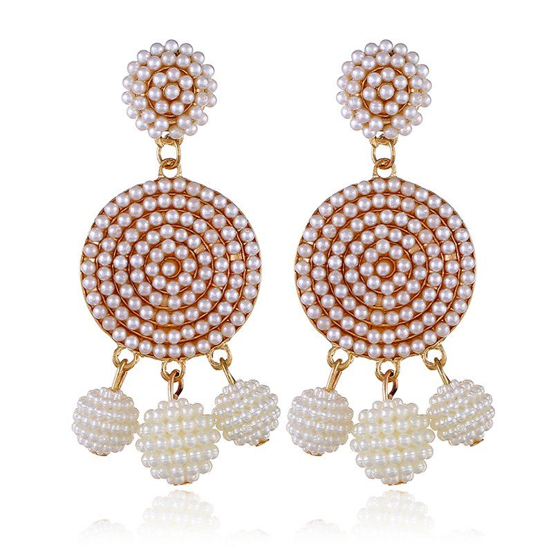 

Exquisite Fashion Ball Geometric Earrings, White