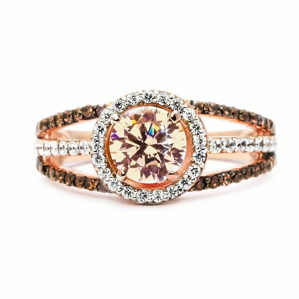 

Luxury Exquisite Rose Gold Gemstone Diamond Charm Crystal Bride Princess Ring