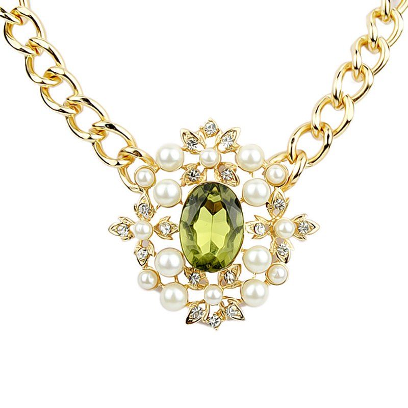 

Extravagant Gemstone Hollow-out Geometry Pendant Necklace, Multi-a