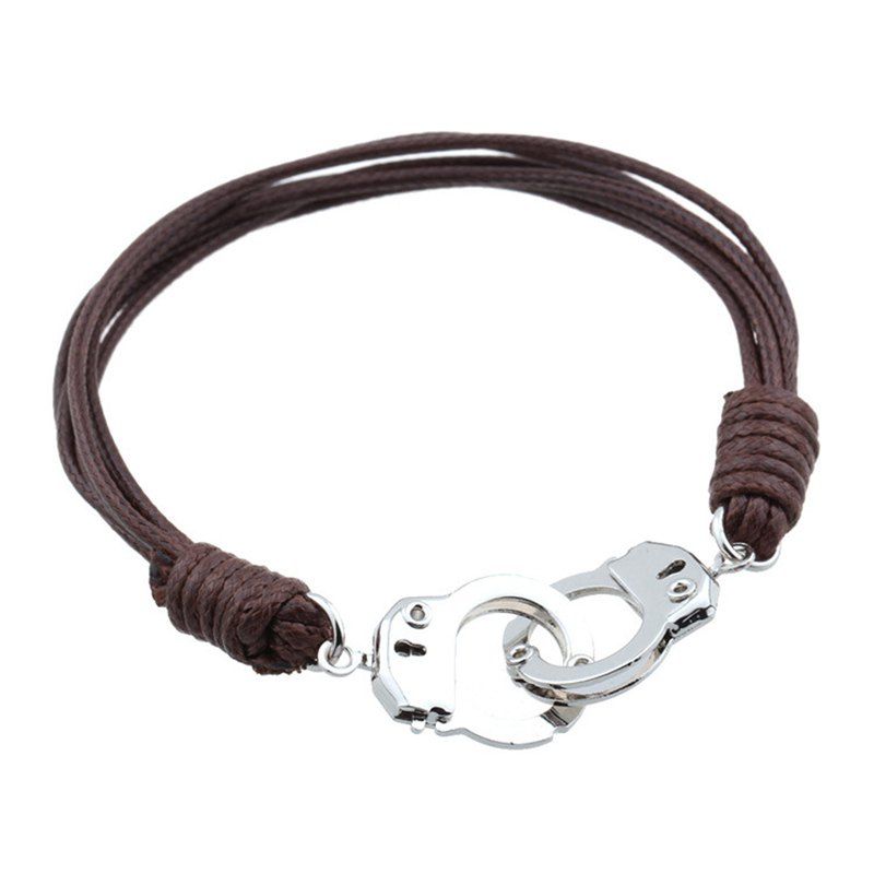 

Simulation Small Handcuffs Bracelet for Women and Men, Deep coffee