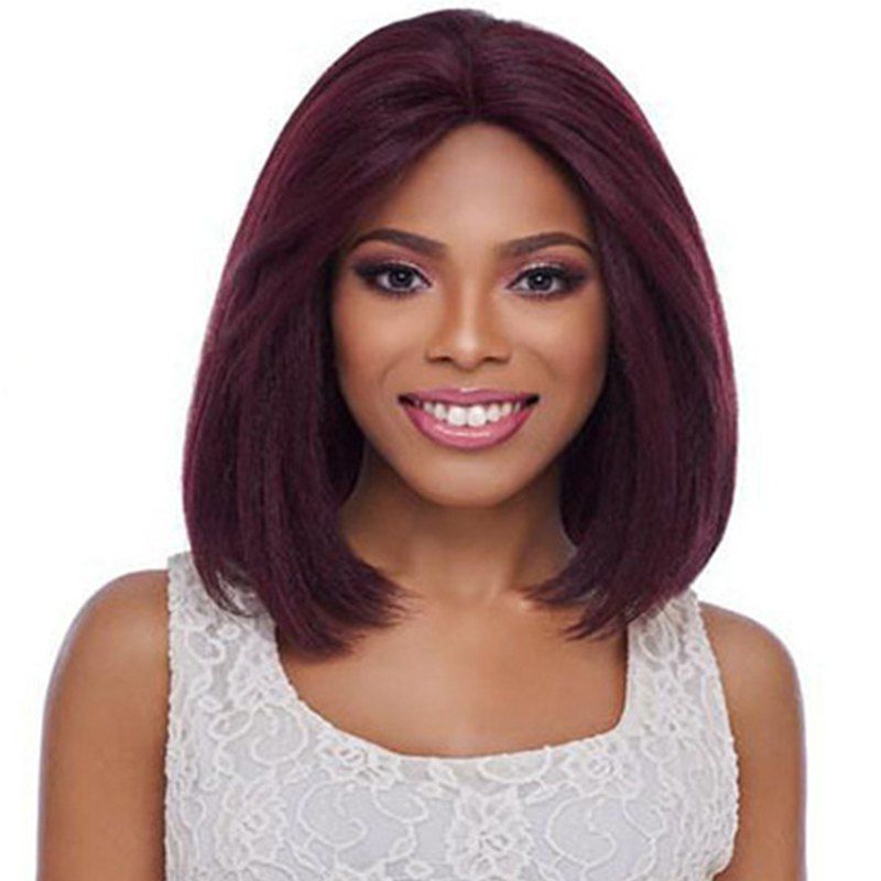 

Central Parting Hair Style Wig, Red wine