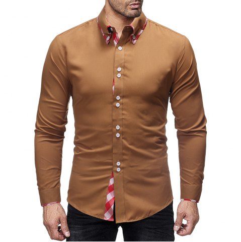 camisa camel hombre