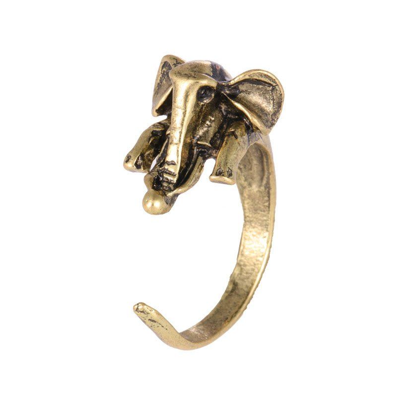 

Cute Vintage Adjustable Opening Elephant Ring, Gold