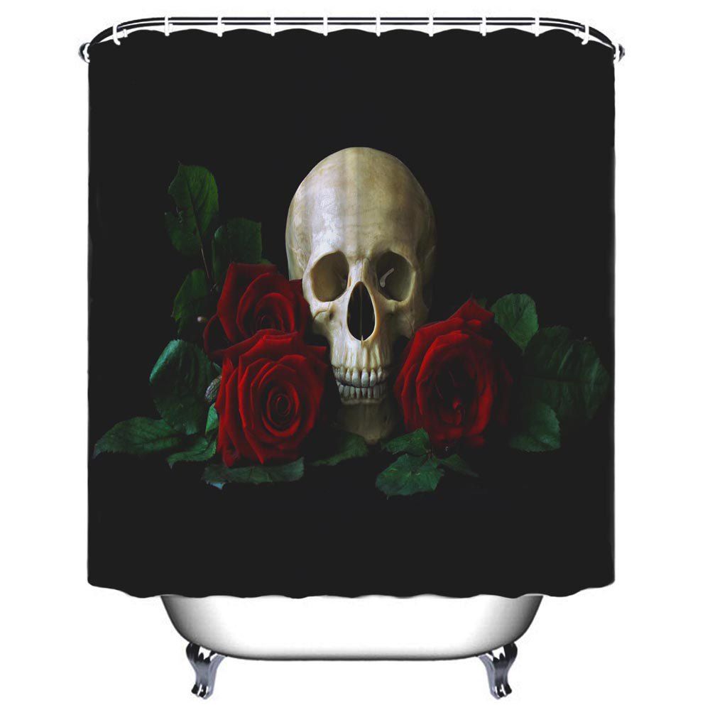 

Rose Taro Bathroom Polyester Printed Waterproof Halloween Shower Curtain, Black