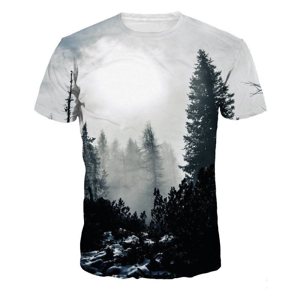 

Scenery 3D Digital Printing Casual Short Sleeve T-shirt, Multi-a