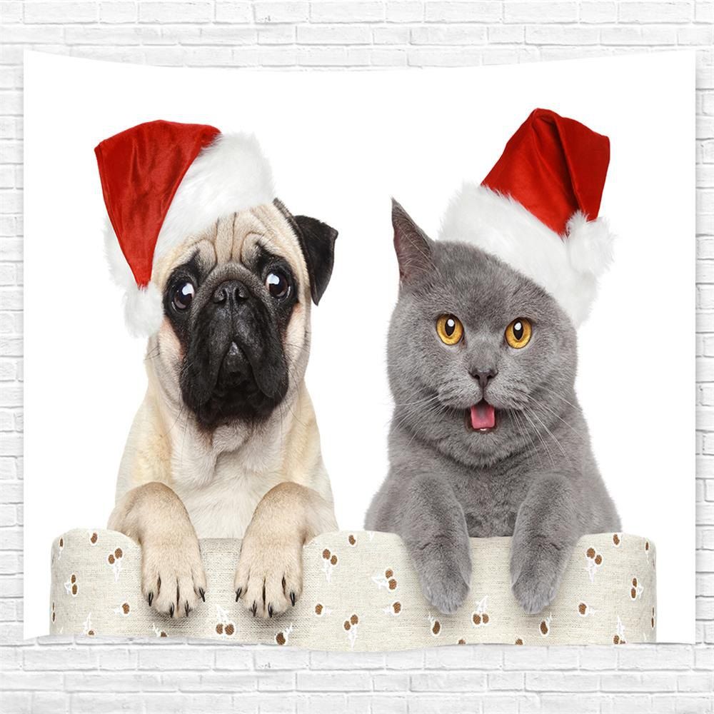 

Christmas Cat and Dog 3D Printing Home Wall Hanging Tapestry for Decoration, Multi