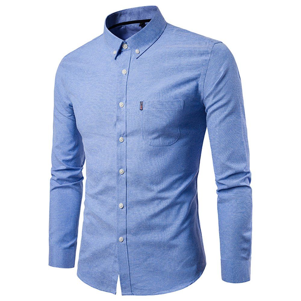 

Autumn Winter Men's Casual Long-sleeved Slim Versatile shirt, Cornflower blue