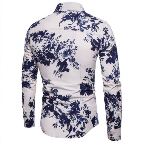 camisa flores hombre manga larga