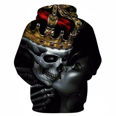 

Men's Skull Crown 3D Print Hoodie, Black