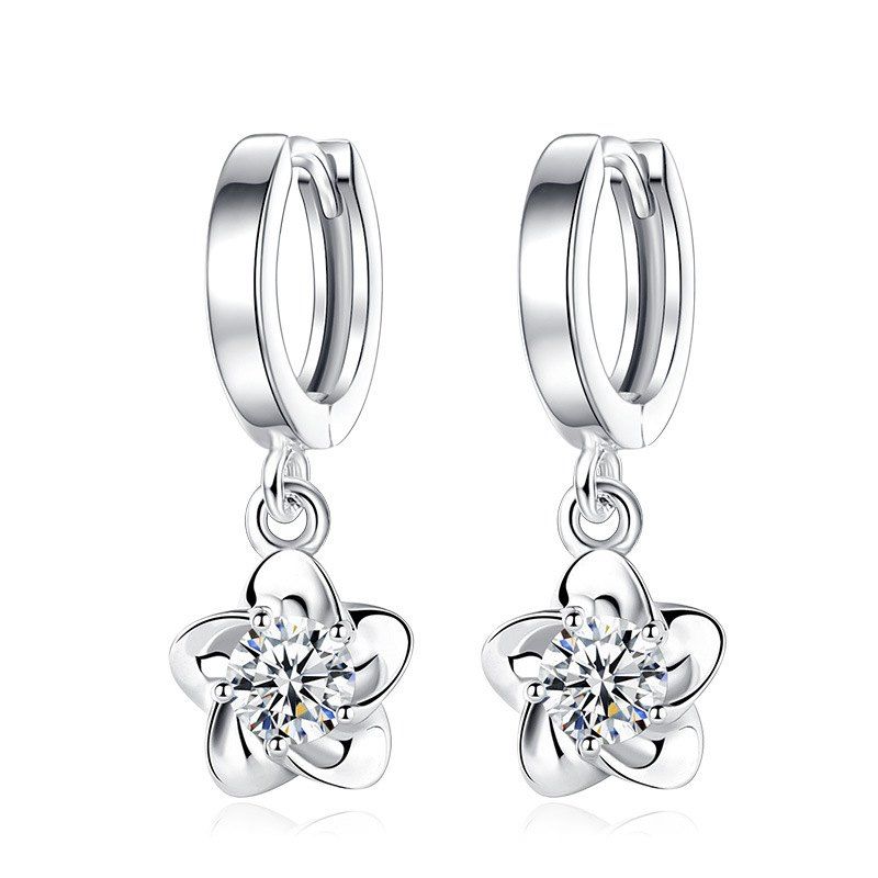 

Female Concise Plum Blossom Peony Earrings, White