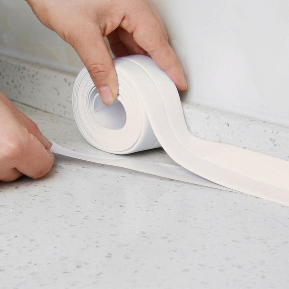 

Kitchen Bathroom Self Adhesive Wall Seal Ring Tap Water Resistant Mold Proof, White