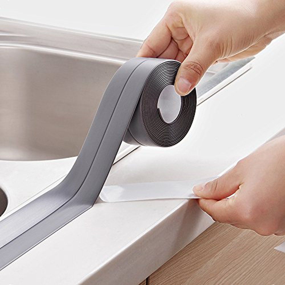 

Kitchen Bathroom Self Adhesive Wall Seal Ring Tap Water Resistant Mold Proof, Gray