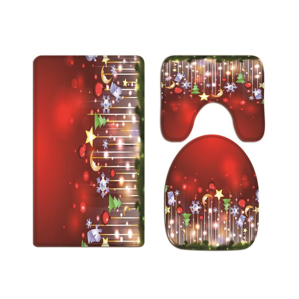 

Starlight Chris Flannel Printing Water-Absorbing Non-Slip Toilet Three-Piece Set, Multi