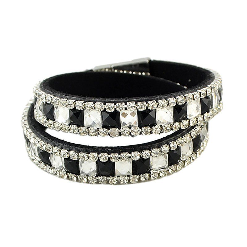

Fashion Colorful Full Rhinestone Crystal Wrap Bracelet, Multi-a