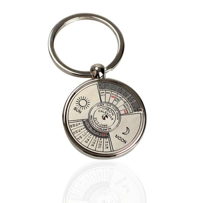 

Perpetual Calendar Metal Key Chain Pendant Decorative Gift, Silver