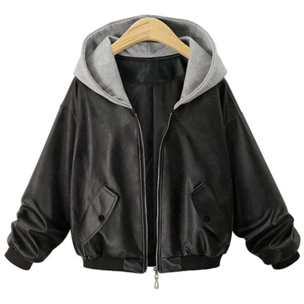 plus size leather jacket with hoodie