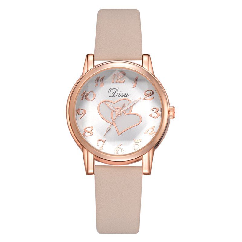 

Disu DS148 Women Love Print Dial PU Leather Quartz Watch, Beige