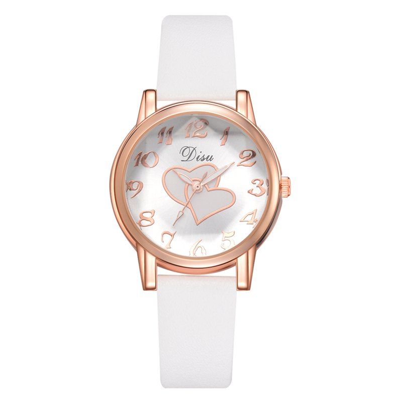 

Disu DS148 Women Love Print Dial PU Leather Quartz Watch, White