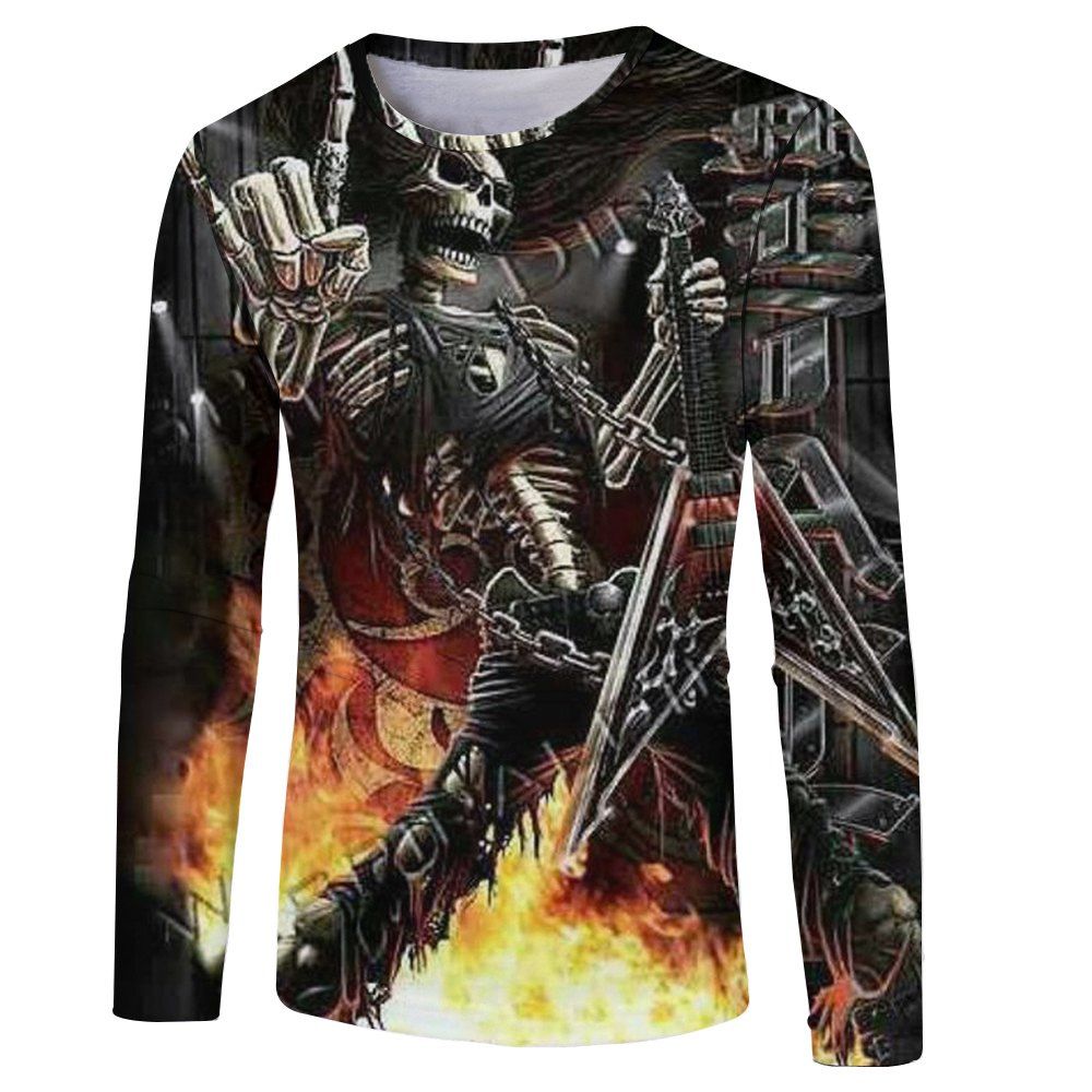 

Personality 3D Iron Warrior Digital Print Men's Long sleeve T-shirt, Multi-a