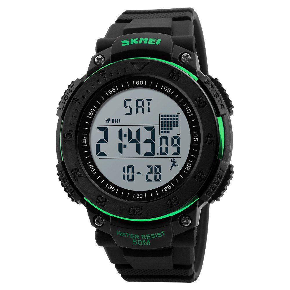 

SKMEI Men 3D Pedometer Multifunctional Sports Waterproof LED Digital Wrist Watch, Green;black;red;blue