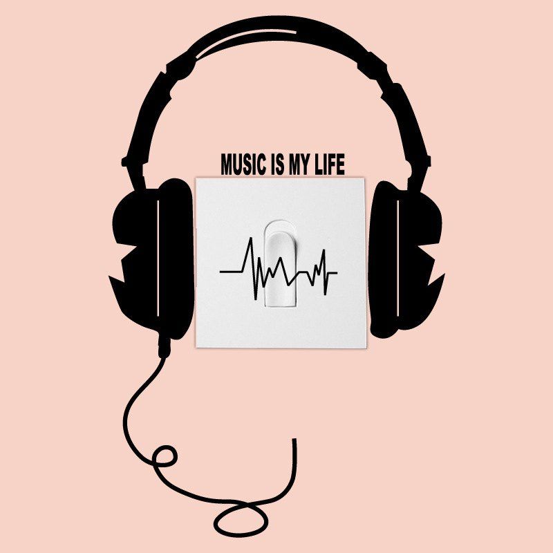 

Music Headphones Light Switch Wall Sticker, Black
