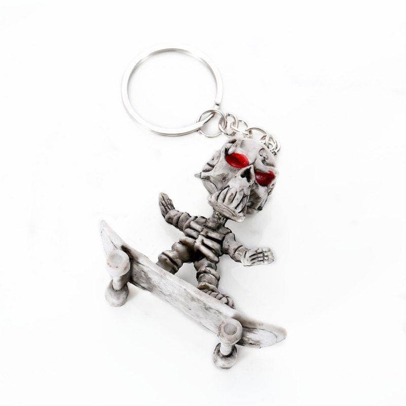 

Halloween Premium Rubber Skateboard Keychain, Dark gray