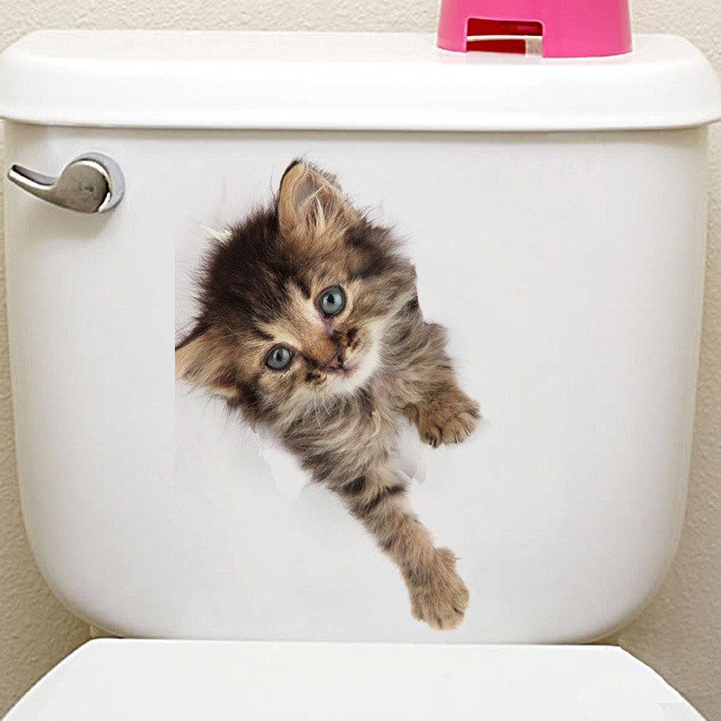 

Animals Shapes Toilet PVC Wall Sticker, Multi-e