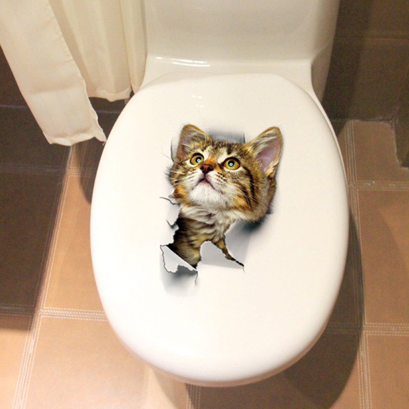

Lovely Cat PVC Toilet Wall Sticker, Multi-b