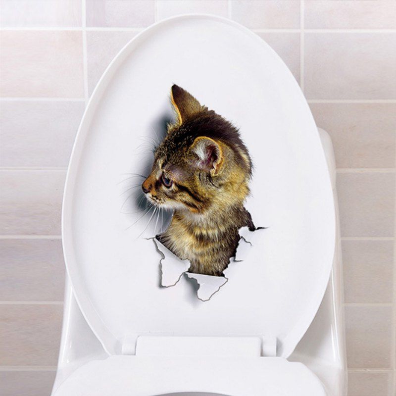 

Lovely Cat PVC Toilet Wall Sticker, Multi-c