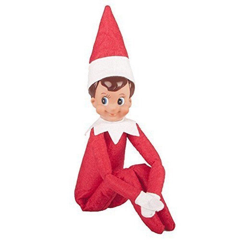 

Christmas Elf Soft Toy Smiley Face Sits On Shelf, Bean red
