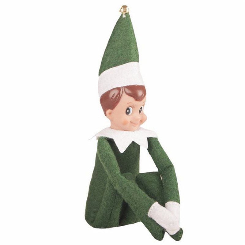 

Christmas Elf Soft Toy Smiley Face Sits On Shelf, Jungle green