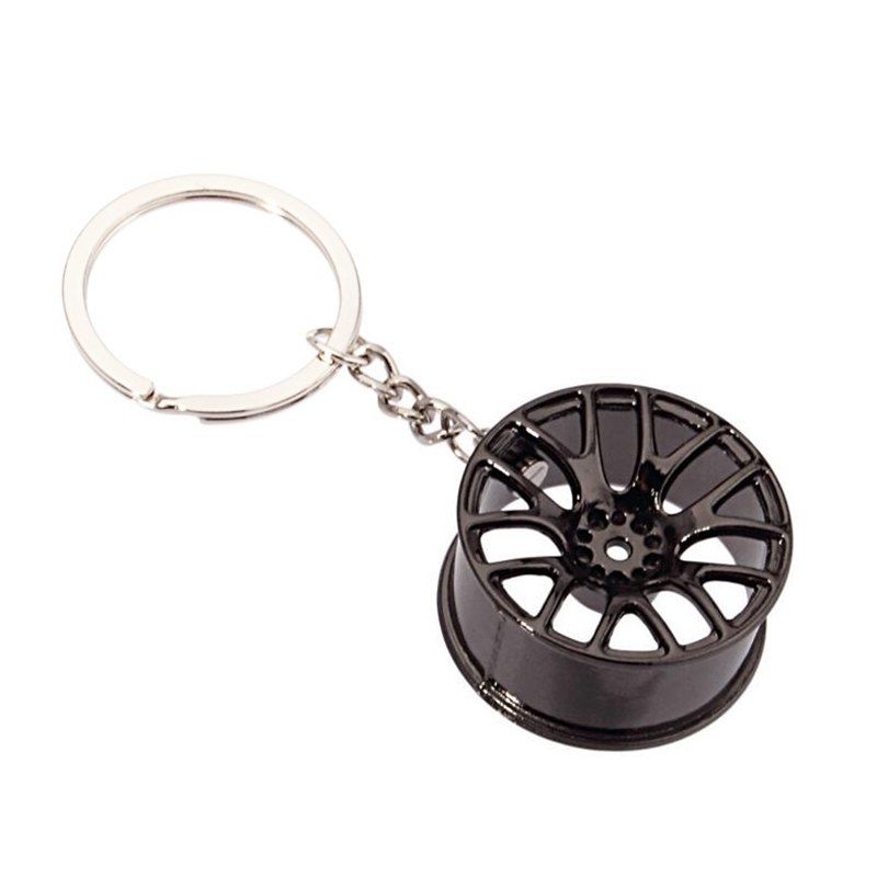 

Creative Wheel Hub Metal Car Key Buckle Car Pendant, Black