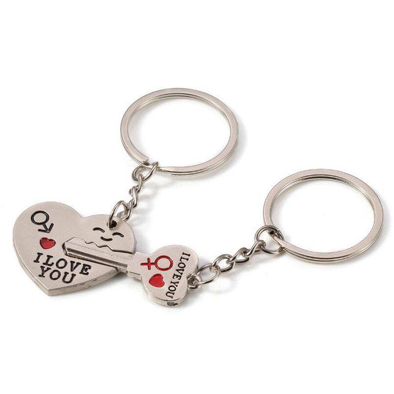 

Personality Creative Smiley Metal Couple Key Ring, Multi