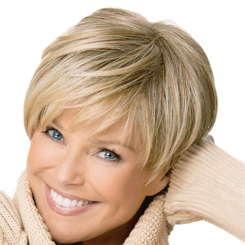 

Elegant Gradient Ramp Short Straight Wig, Champagne gold