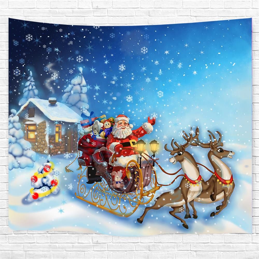 

Santa Sleigh 3D Printing Home Wall Hanging Tapestry for Decoration, Multi