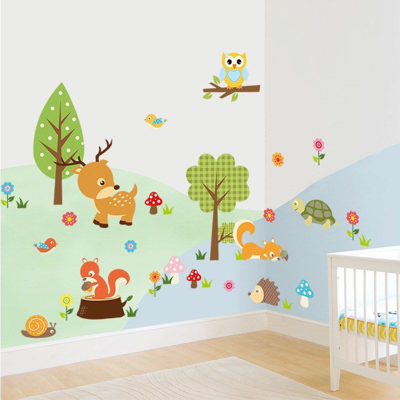 

Animals Cute PVC Wall Sticker, Multi