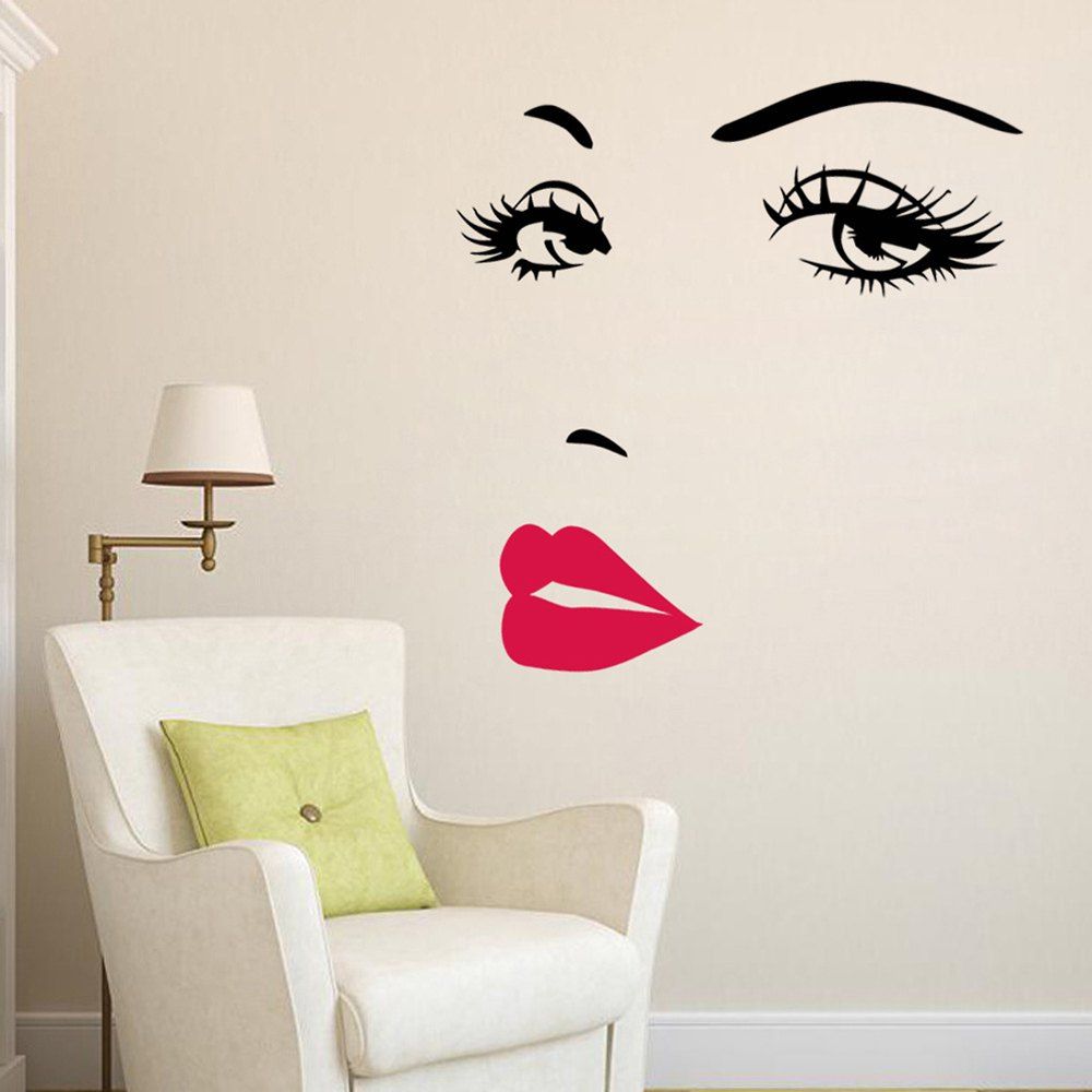 

Fashion Red Lip PVC Wall Stickers, Multi