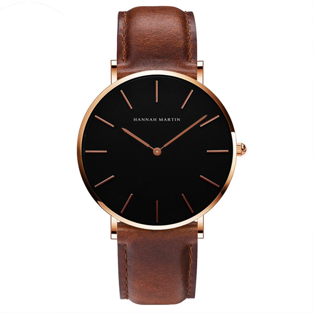 

Hannah Martin Simple Fashion Japanese Movement Men's Casual Quartz Leather Watch, Brown