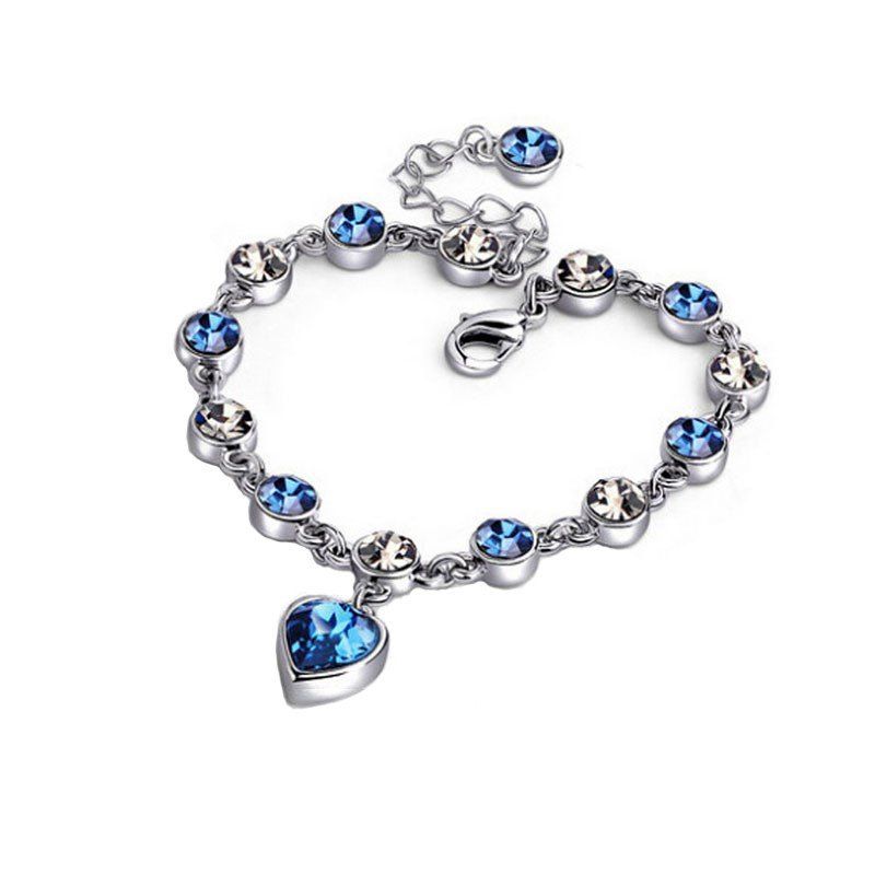

Fashion Minimalism Diamond Hearts Lady Jewelry Bracelet, Deep sky blue