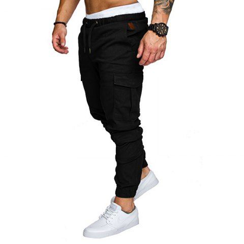 

New Men's Casual Tether Elastic Sports Trousers, Black