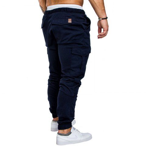 

New Men's Casual Tether Elastic Sports Trousers, Deep blue