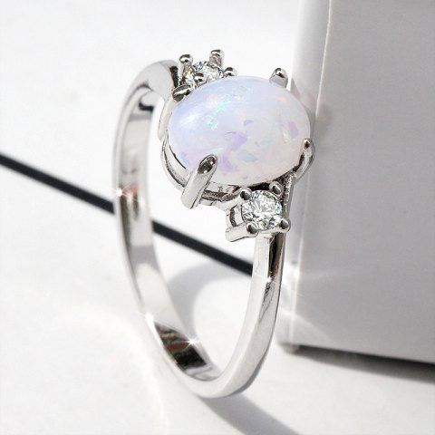 

Oval Cut Opal Diamond Ring Birthday Gift, White