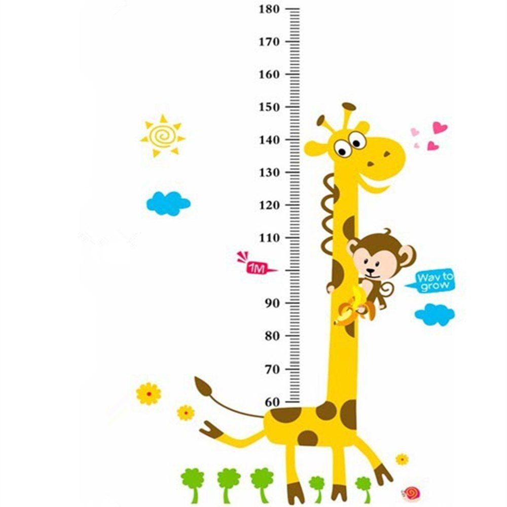 

Giraffe Height Ruler Cartoon Removable Wall Sticker, Multi